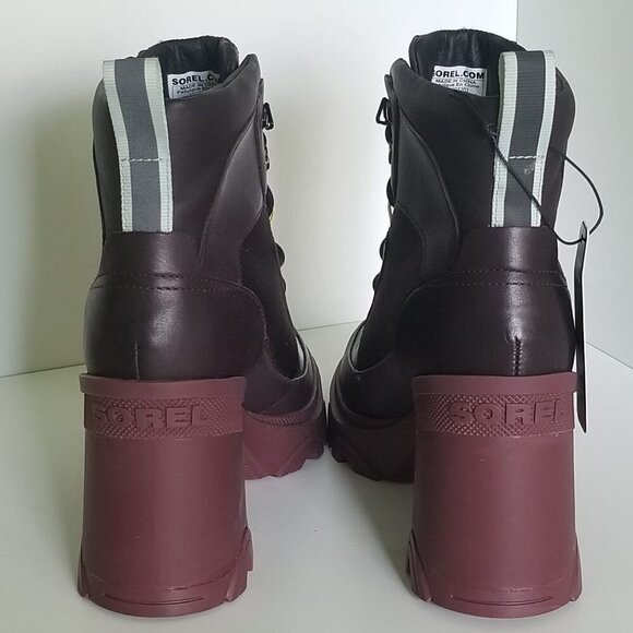 NWOT Sorel Brex Heel Lace Up Waterproof Rain Chunky Boot in New Cinder Sz. 8 - Picture 10 of 13